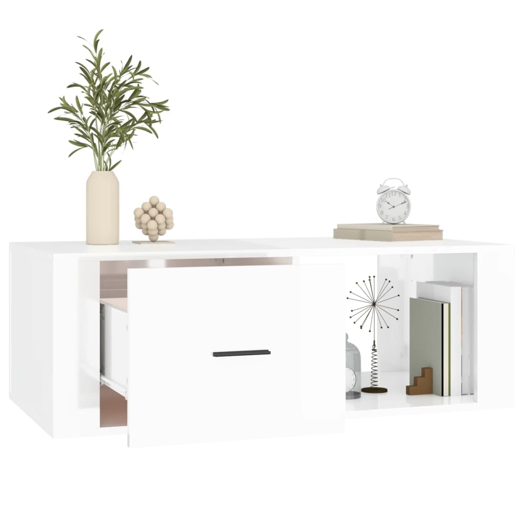 Coffee table, glossy white, 100x50.5x35 cm, composite wood