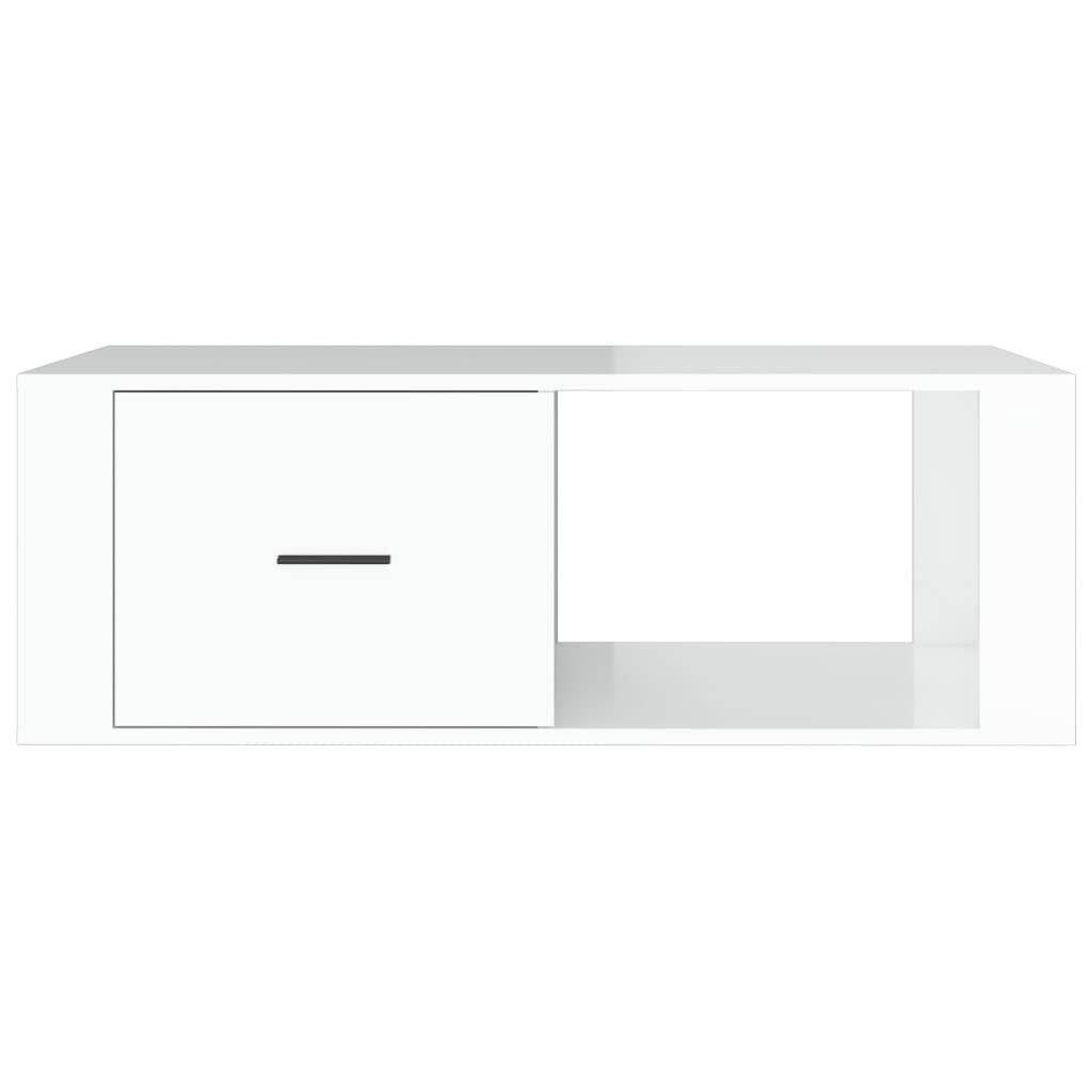 Coffee table, glossy white, 100x50.5x35 cm, composite wood