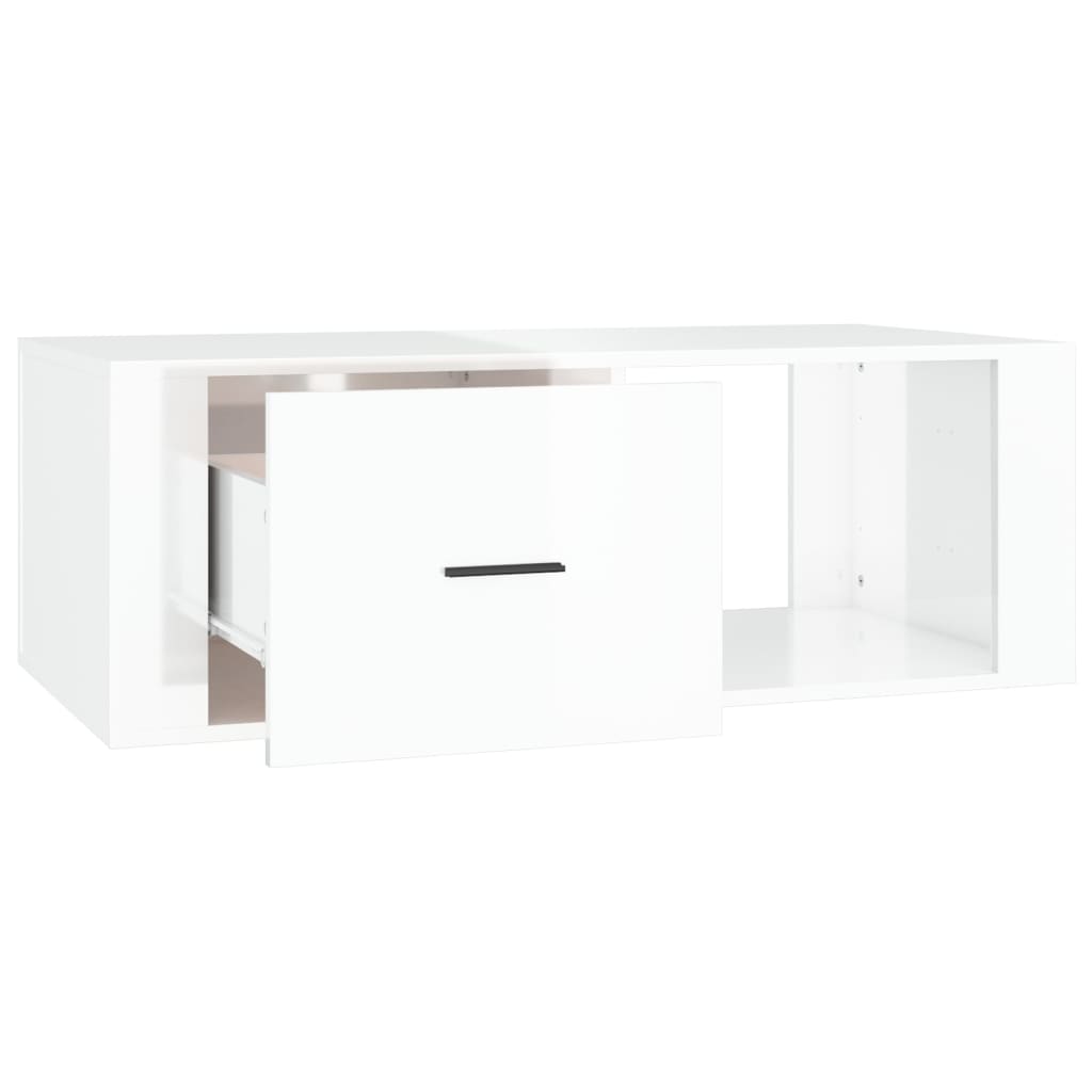 Coffee table, glossy white, 100x50.5x35 cm, composite wood