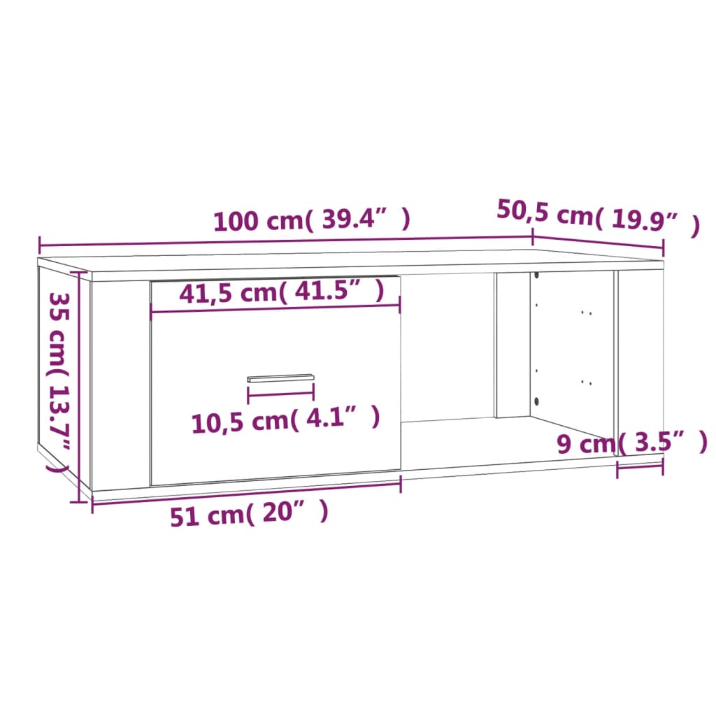 Coffee table, glossy white, 100x50.5x35 cm, composite wood