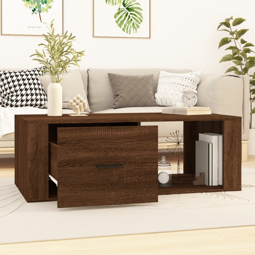 Coffee table, brown oak, 100x50.5x35 cm, composite wood