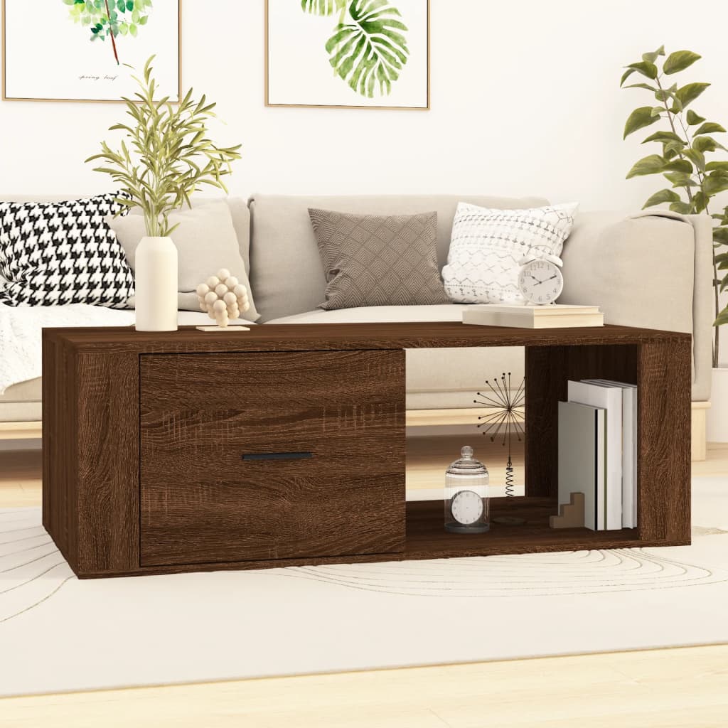 Coffee table, brown oak, 100x50.5x35 cm, composite wood
