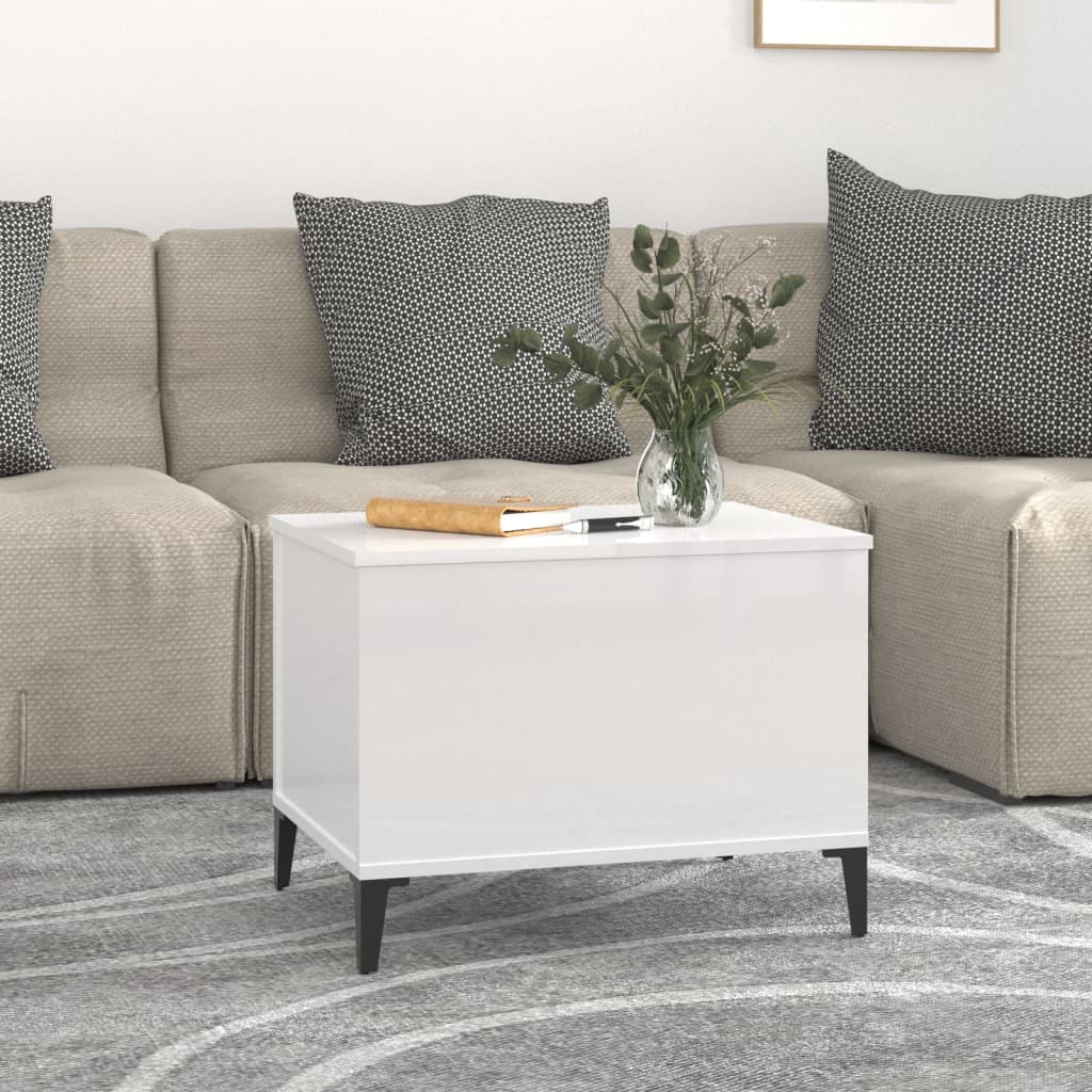 Coffee table, glossy white, 60x44.5x45 cm, composite wood