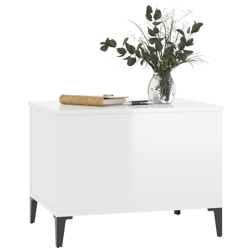Coffee table, glossy white, 60x44.5x45 cm, composite wood