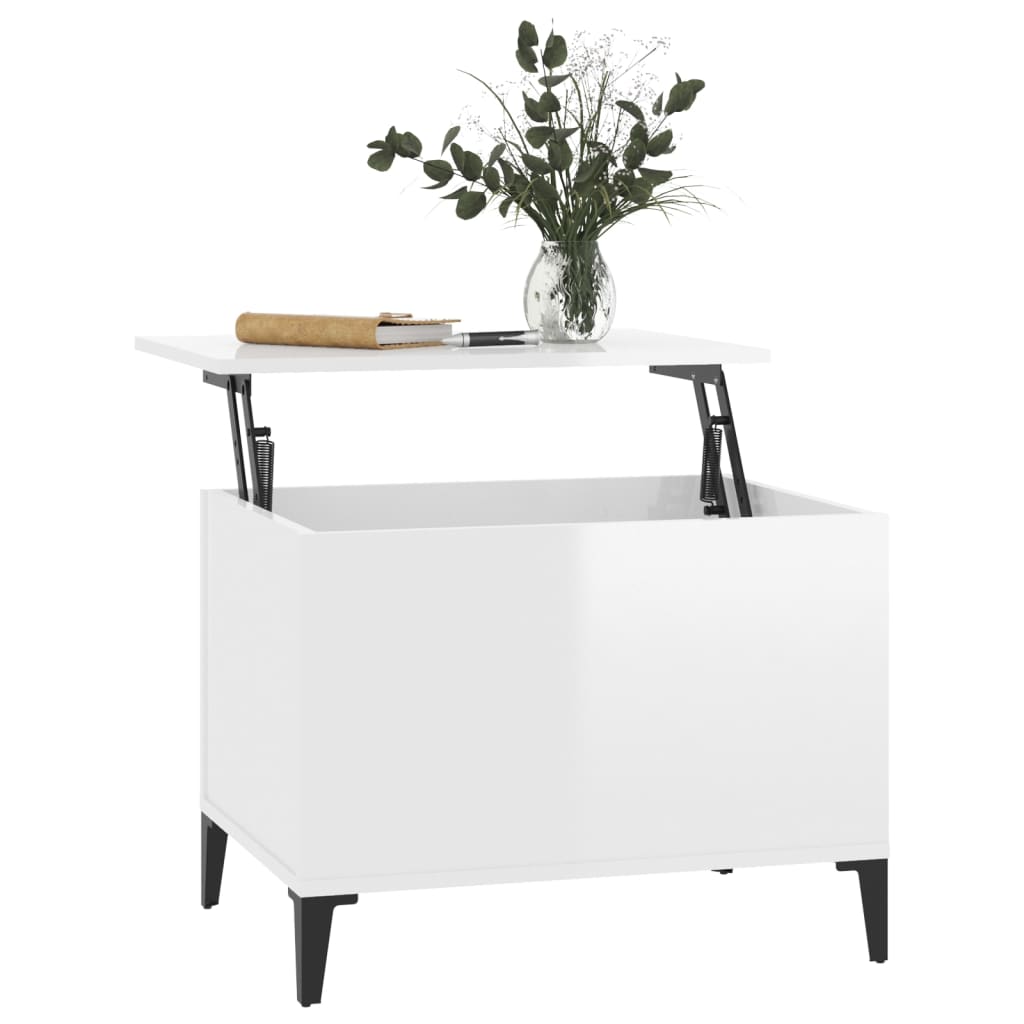 Coffee table, glossy white, 60x44.5x45 cm, composite wood