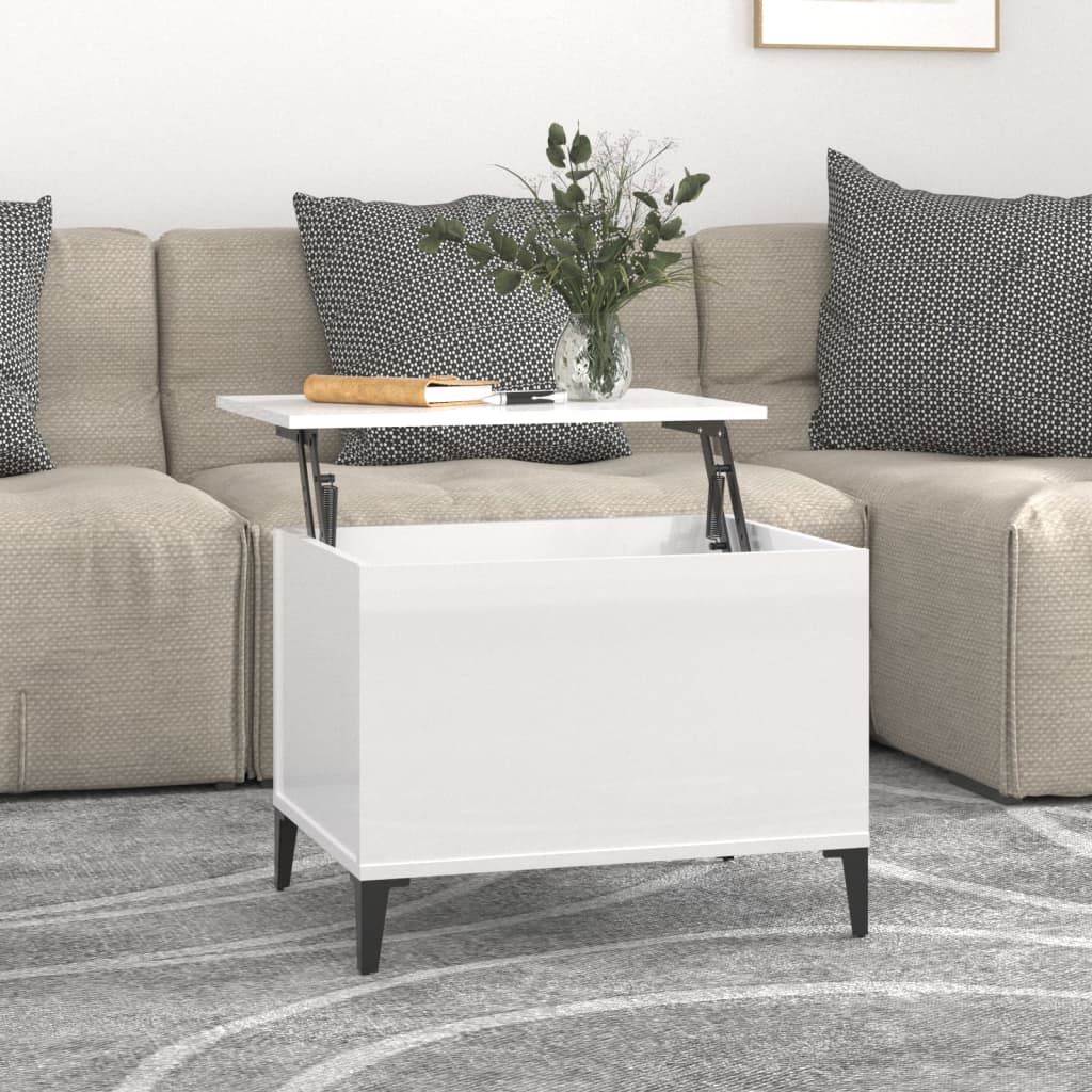 Coffee table, glossy white, 60x44.5x45 cm, composite wood