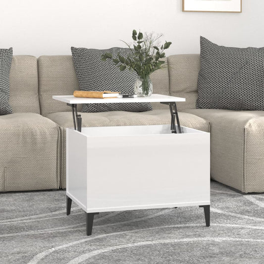 Coffee table, glossy white, 60x44.5x45 cm, composite wood