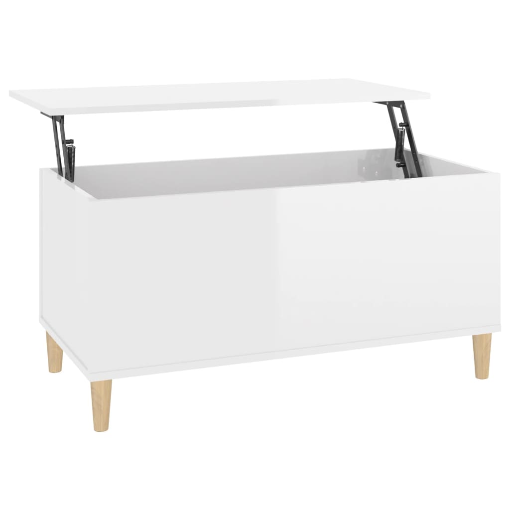 Coffee table, glossy white, 90x44.5x45 cm, composite wood
