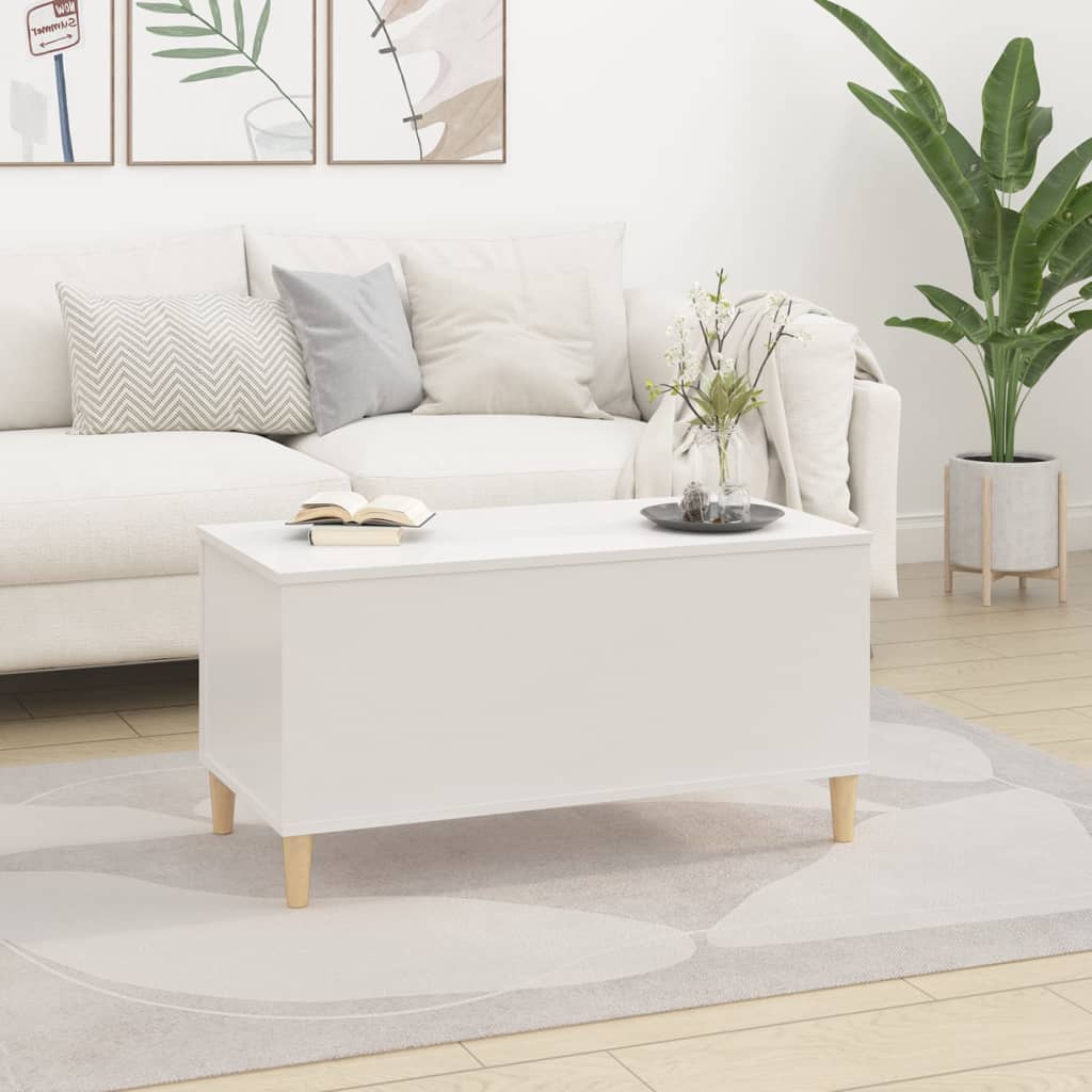 Coffee table, glossy white, 90x44.5x45 cm, composite wood