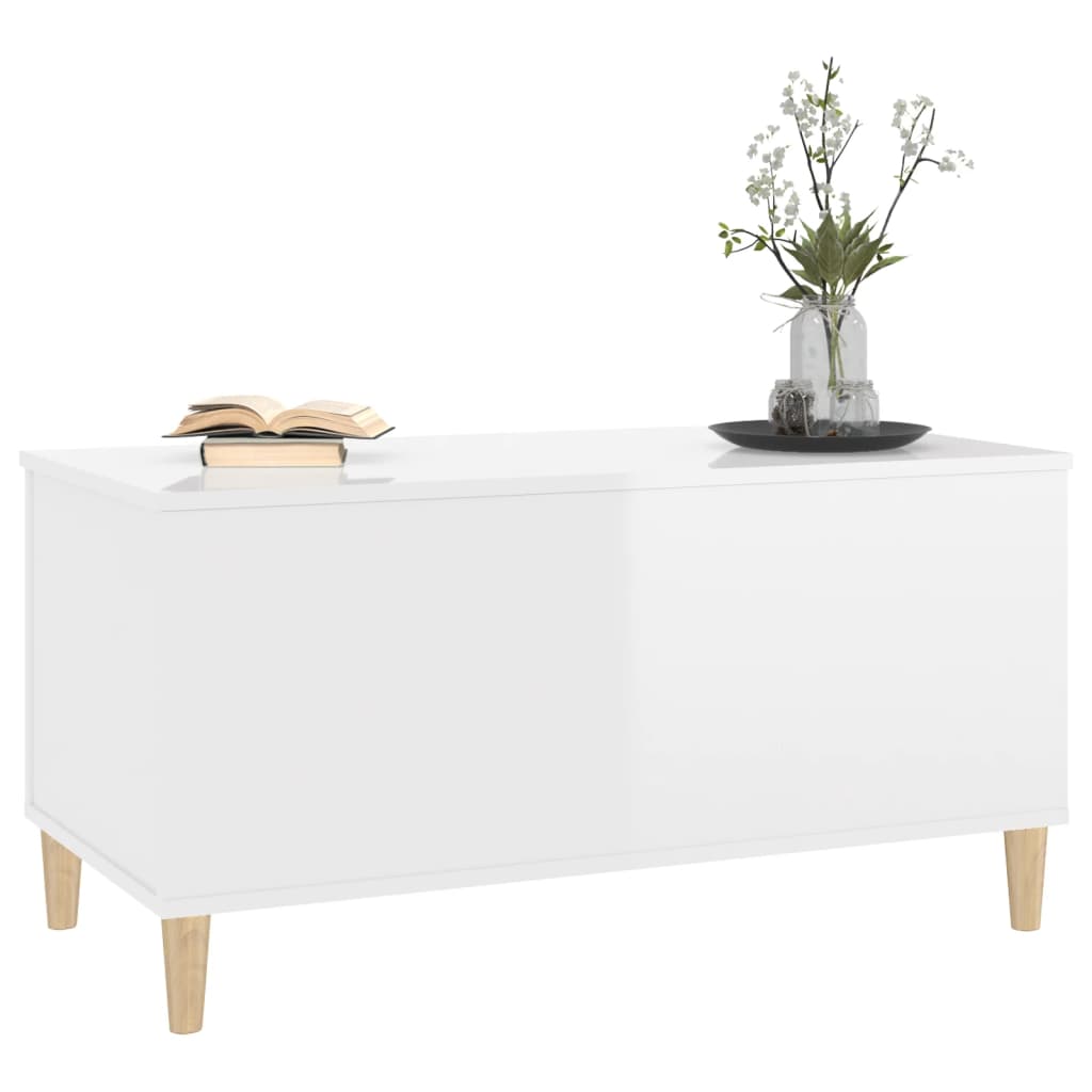 Coffee table, glossy white, 90x44.5x45 cm, composite wood