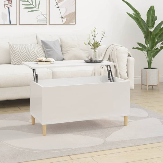 Coffee table, glossy white, 90x44.5x45 cm, composite wood