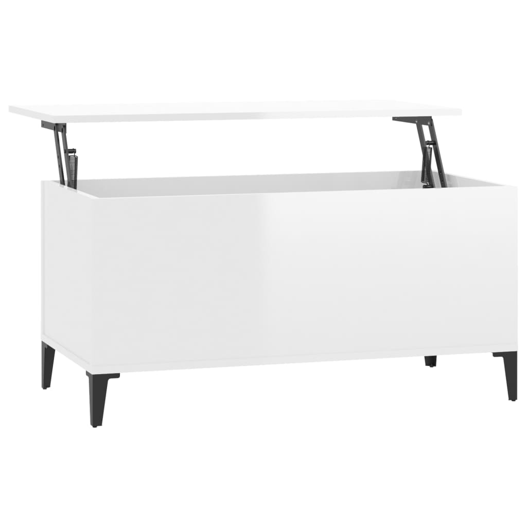 Coffee table, glossy white, 90x44.5x45 cm, composite wood