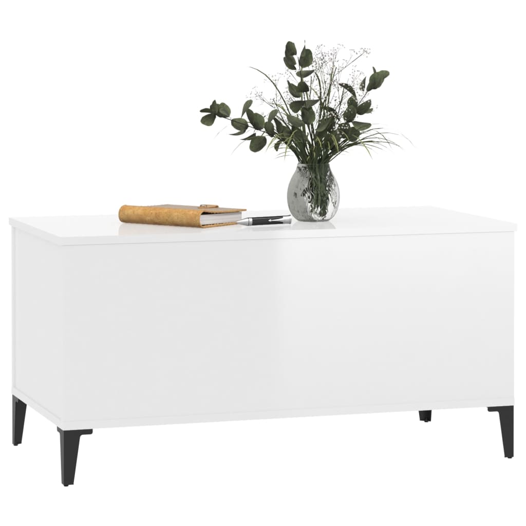Coffee table, glossy white, 90x44.5x45 cm, composite wood