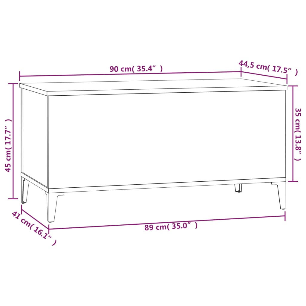 Coffee table, glossy white, 90x44.5x45 cm, composite wood