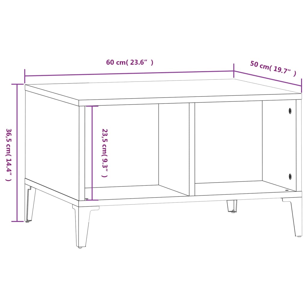 Coffee table, smoky oak, 60x50x36.5 cm, composite wood