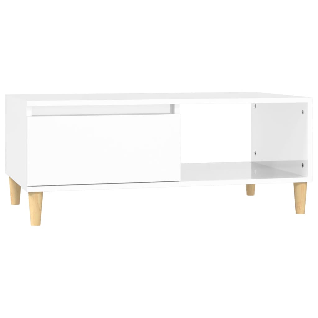 Coffee table, glossy white, 90x50x36.5 cm, composite wood