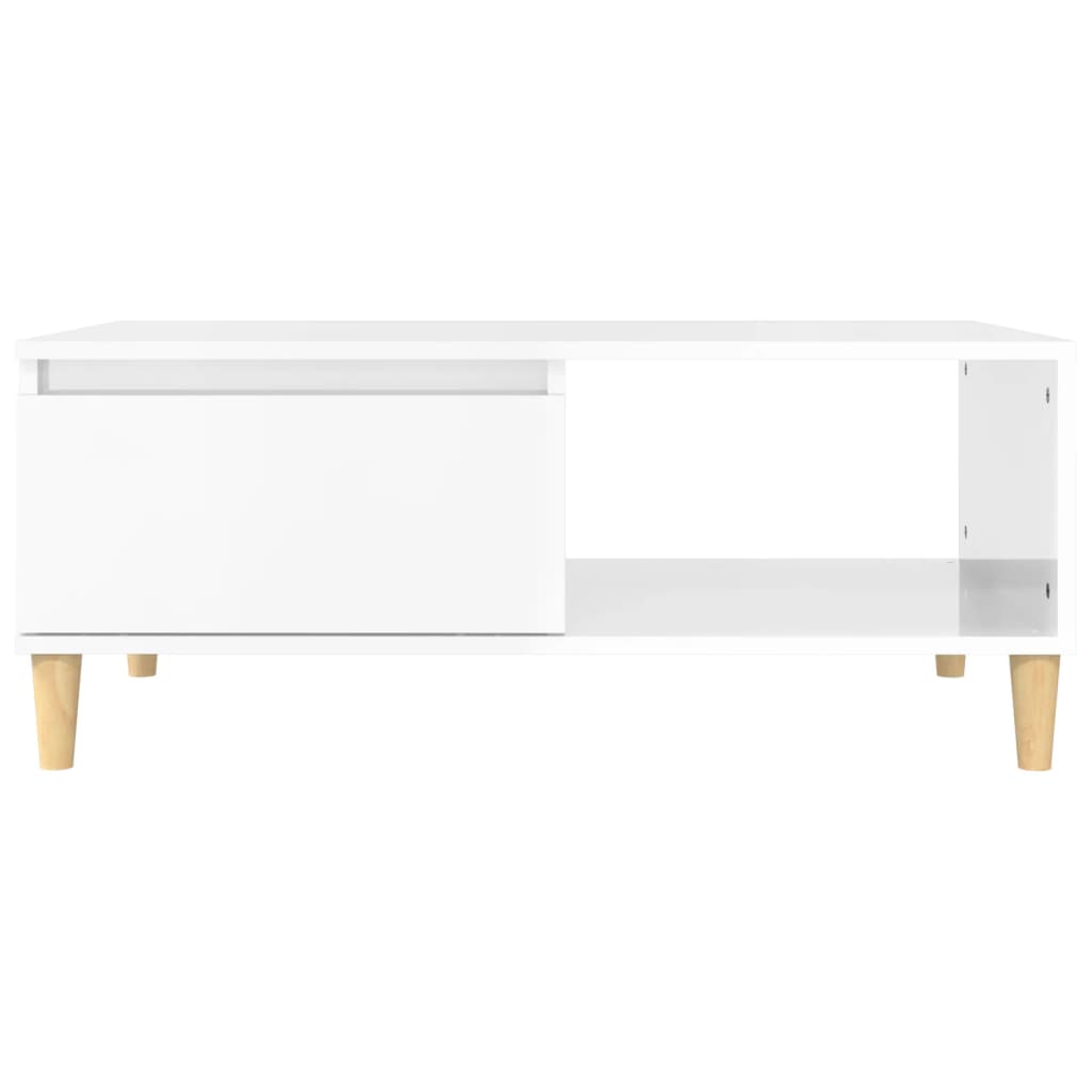 Coffee table, glossy white, 90x50x36.5 cm, composite wood