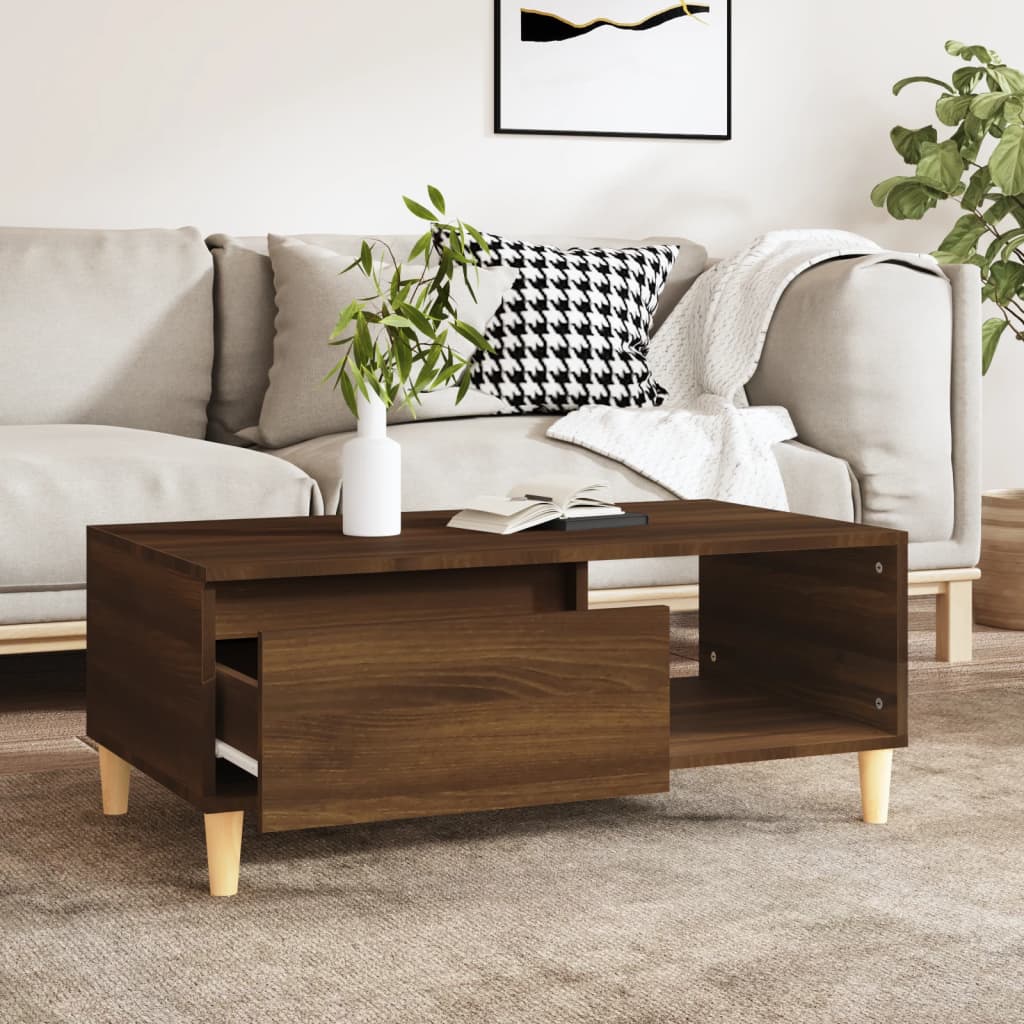 Coffee table, brown oak, 90x50x36.5 cm, processed wood