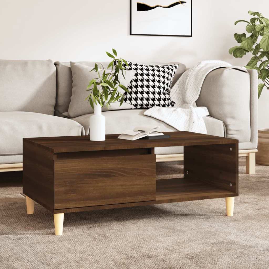 Coffee table, brown oak, 90x50x36.5 cm, processed wood