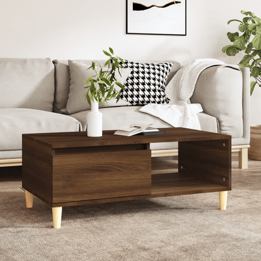 Coffee table, brown oak, 90x50x36.5 cm, processed wood