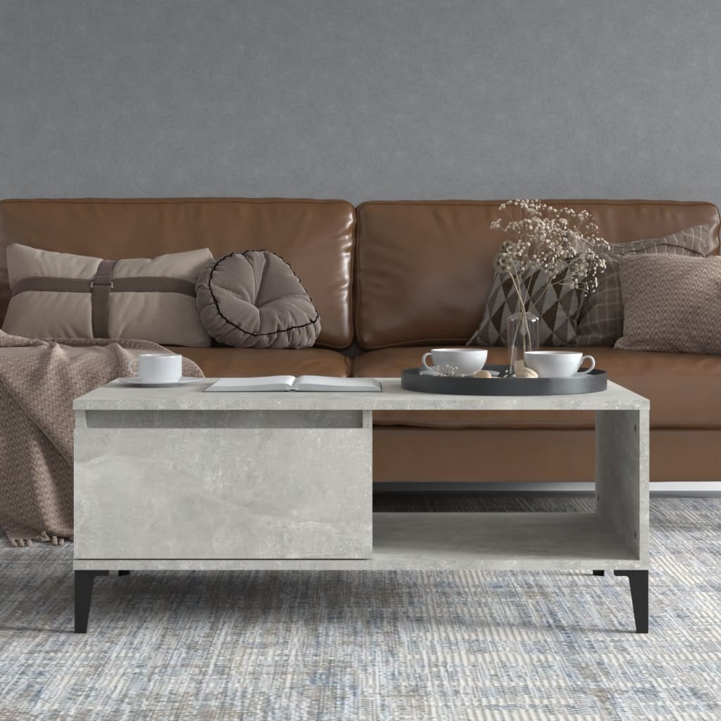 Coffee table, concrete gray, 90x50x36.5 cm, processed wood