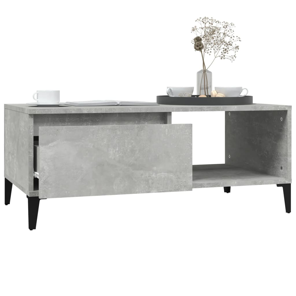 Coffee table, concrete gray, 90x50x36.5 cm, processed wood