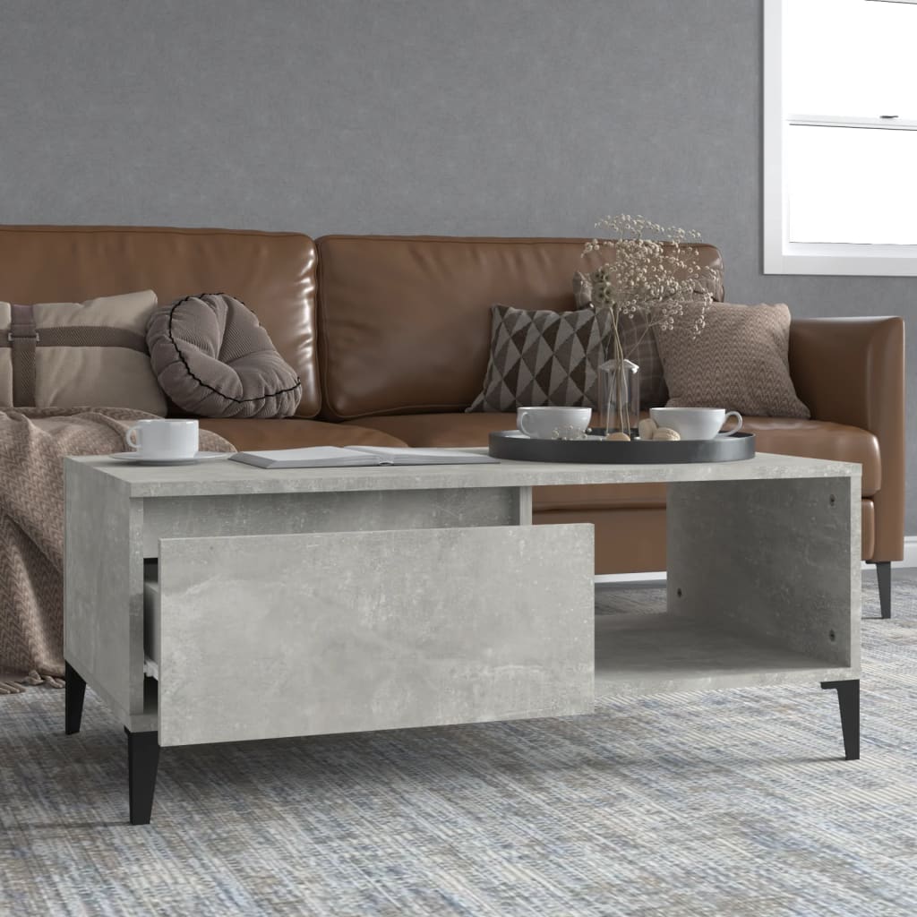 Coffee table, concrete gray, 90x50x36.5 cm, processed wood
