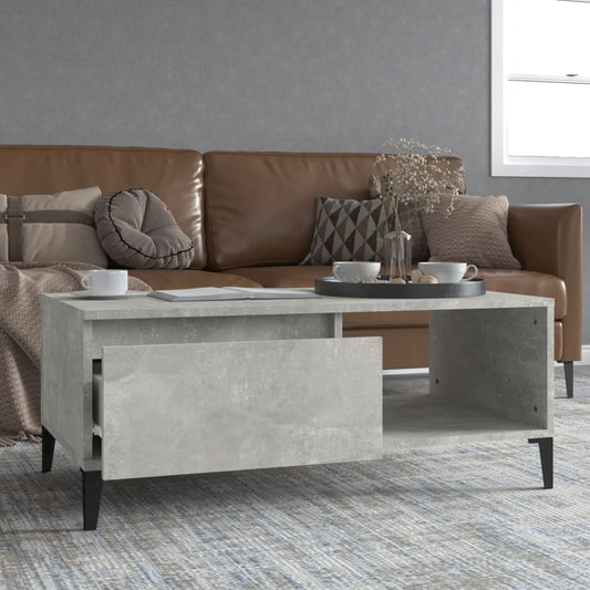 Coffee table, concrete gray, 90x50x36.5 cm, processed wood