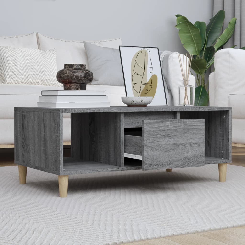 Coffee table, sonoma grey, 90x50x36.5 cm, processed wood