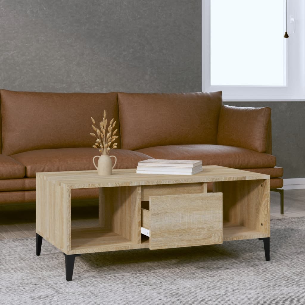 Coffee table, sonoma oak, 90x50x36.5 cm, processed wood