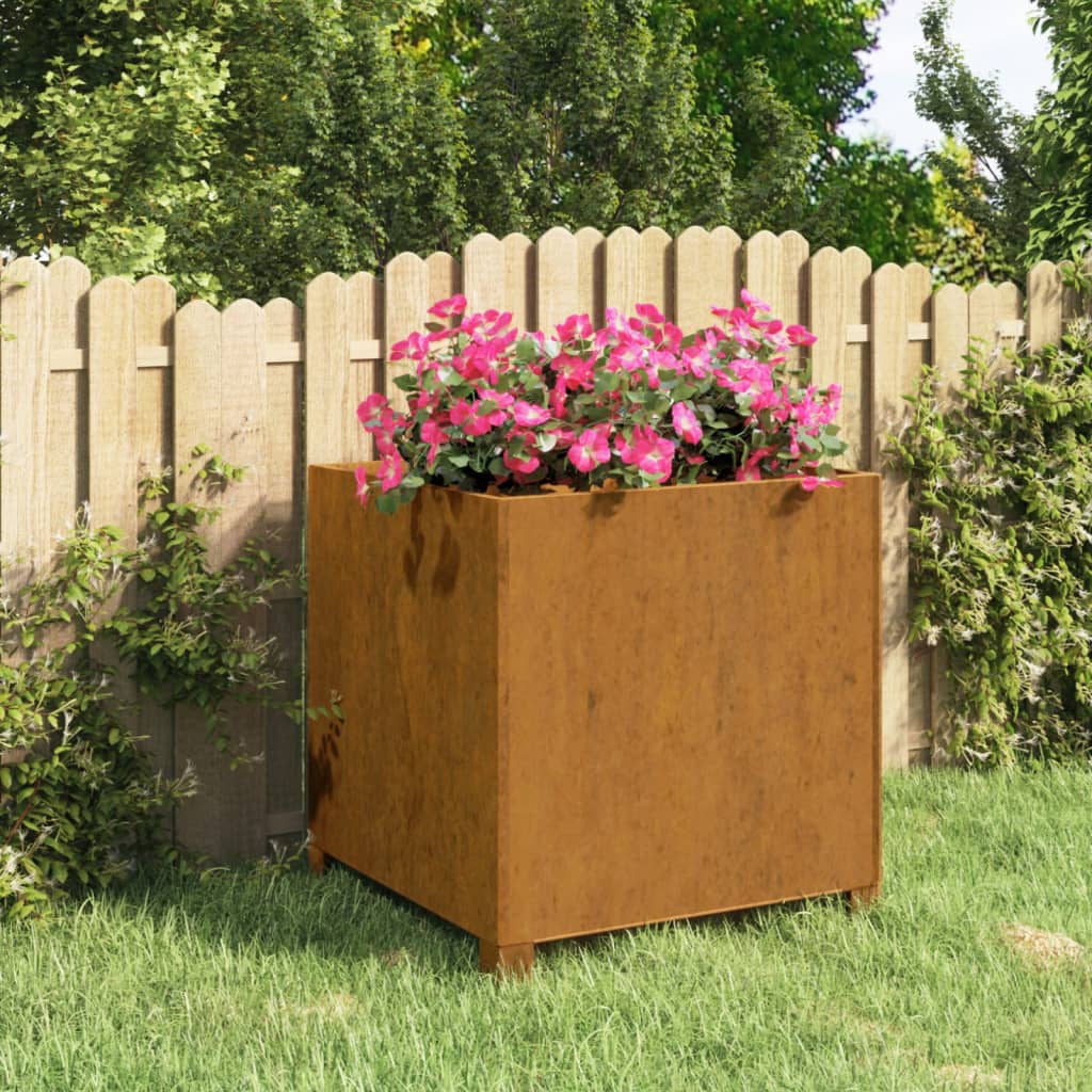 Jardinieră cu picioare, ruginiu, 49x47x50 cm, oțel corten