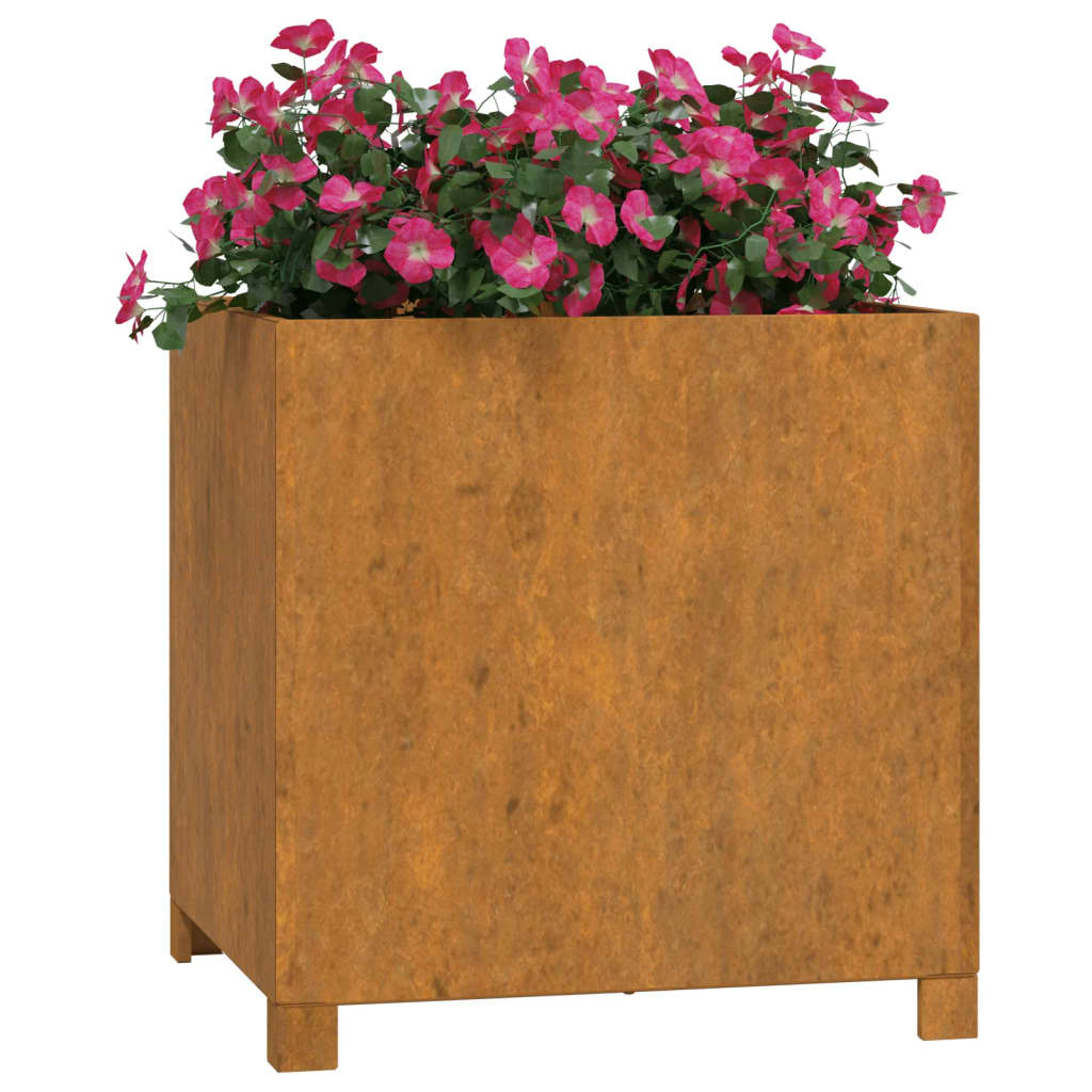 Jardiniere cu picioare 2 buc. ruginiu 49x47x50 cm oțel corten