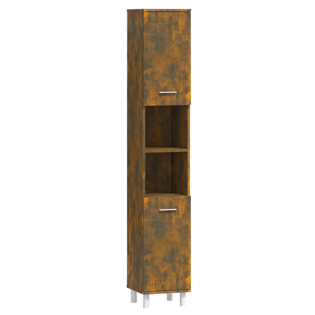 Bathroom cabinet, smoky oak, 30x30x179 cm, processed wood