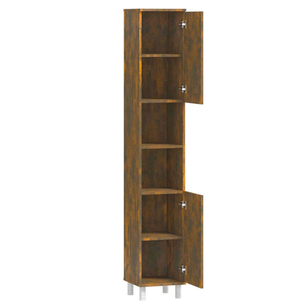 Bathroom cabinet, smoky oak, 30x30x179 cm, processed wood