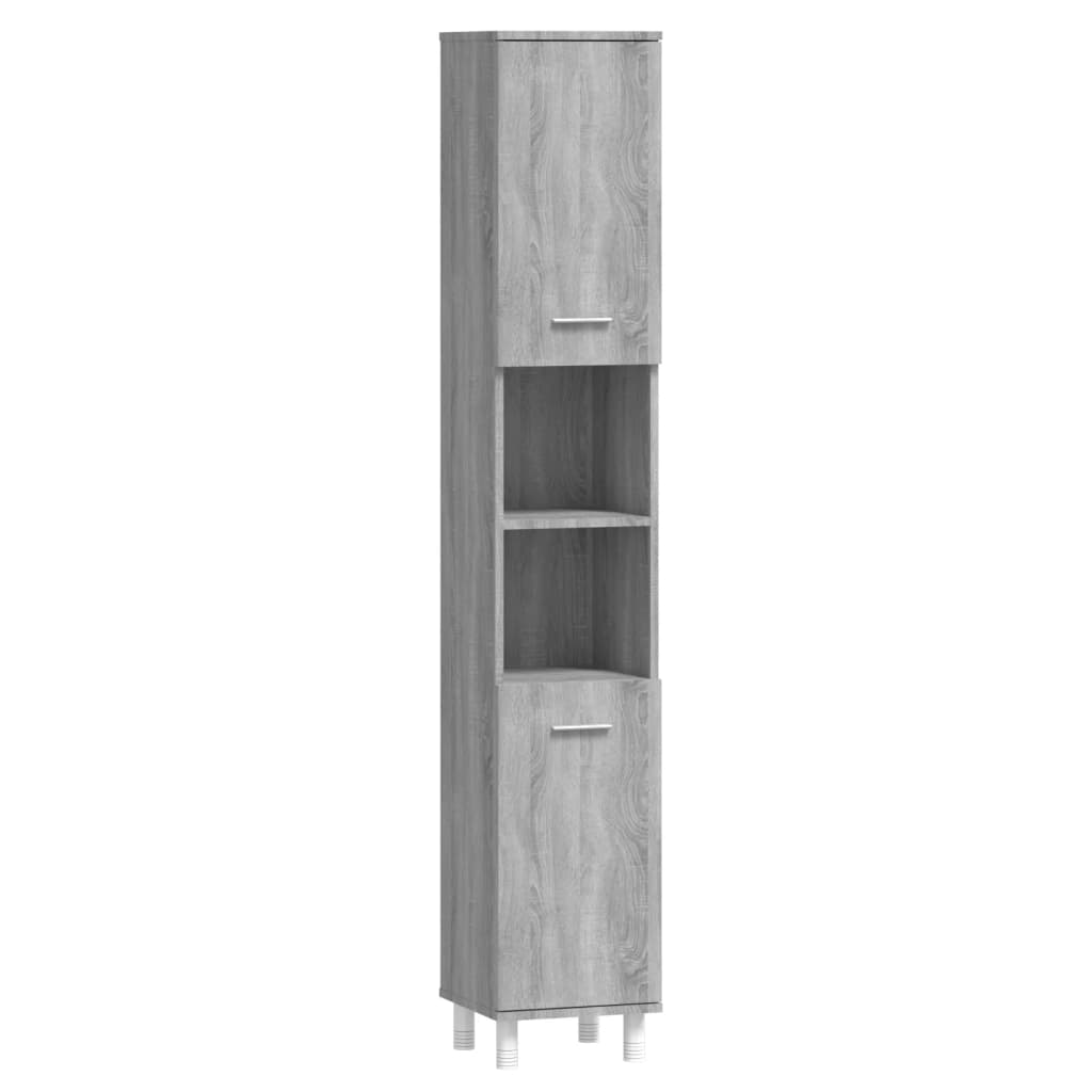Bathroom cabinet, sonoma grey, 30x30x179 cm, processed wood