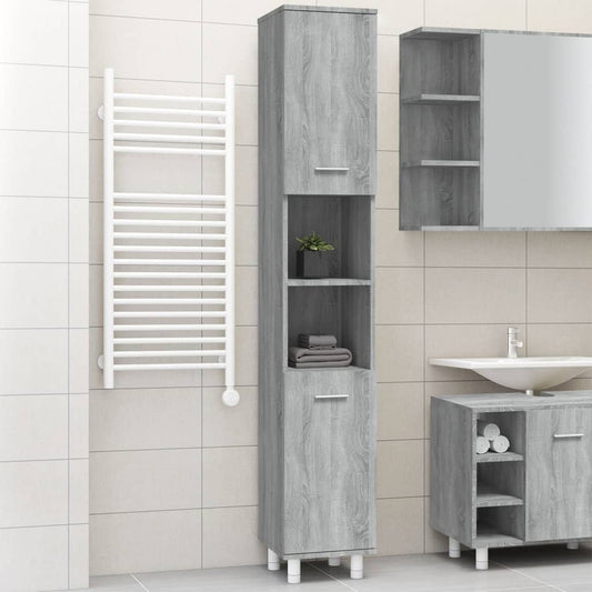 Bathroom cabinet, sonoma grey, 30x30x179 cm, processed wood