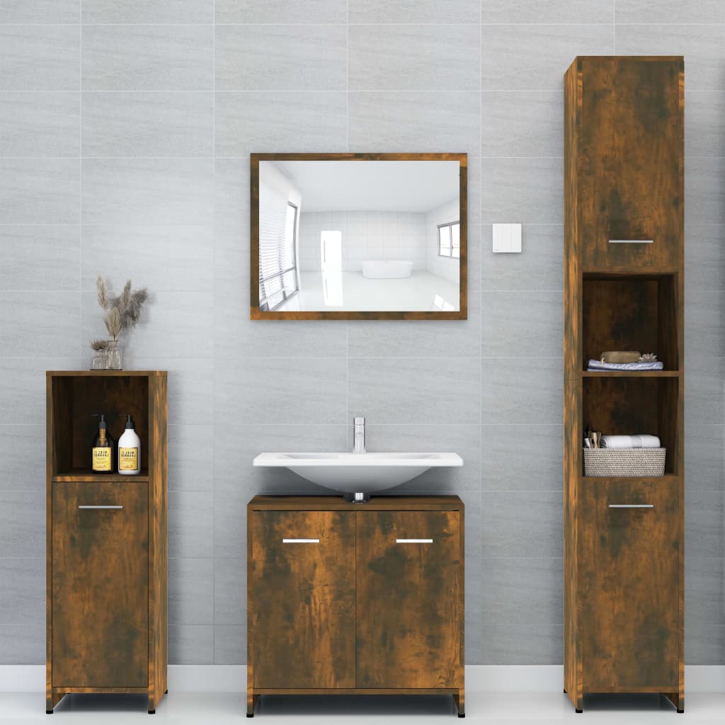 Bathroom cabinet, smoky oak, 30x30x95 cm, processed wood