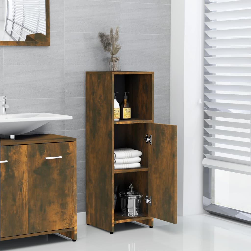 Bathroom cabinet, smoky oak, 30x30x95 cm, processed wood
