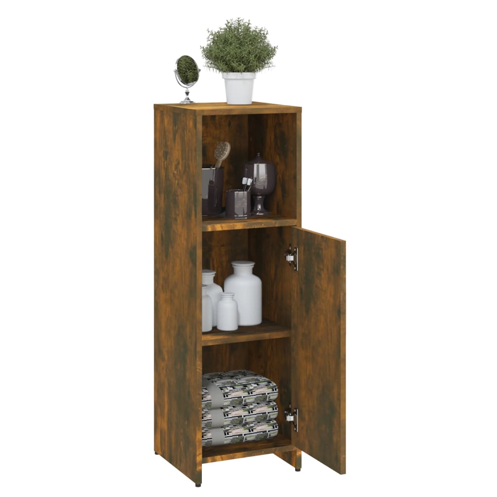 Bathroom cabinet, smoky oak, 30x30x95 cm, processed wood