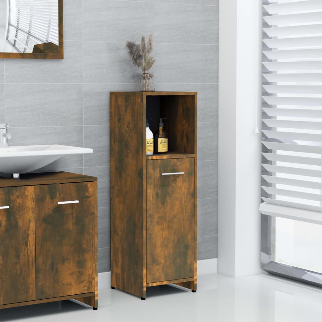 Bathroom cabinet, smoky oak, 30x30x95 cm, processed wood