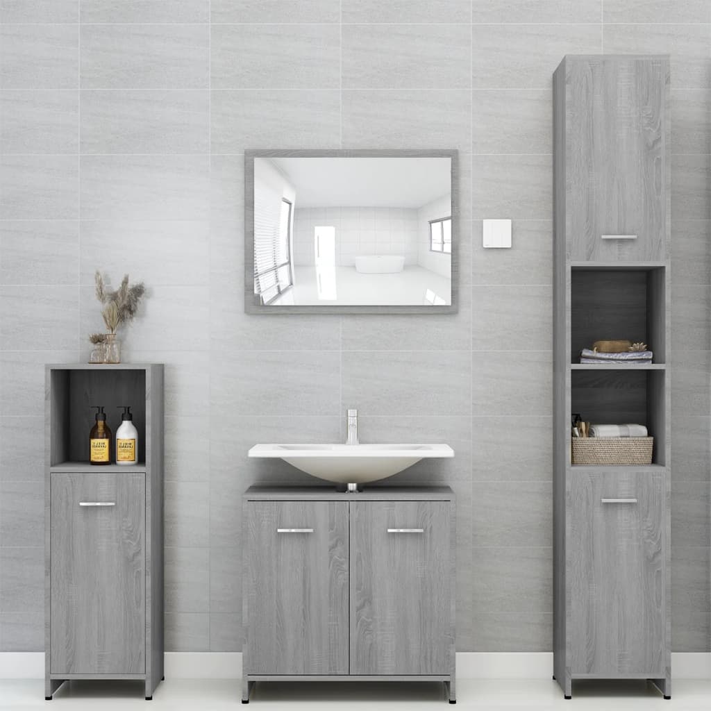 Bathroom cabinet, sonoma grey, 30x30x95 cm, processed wood