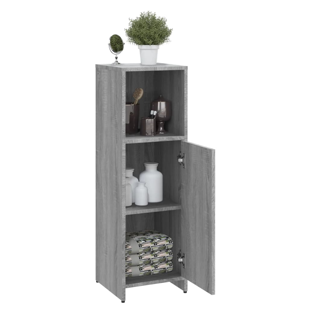 Bathroom cabinet, sonoma grey, 30x30x95 cm, processed wood