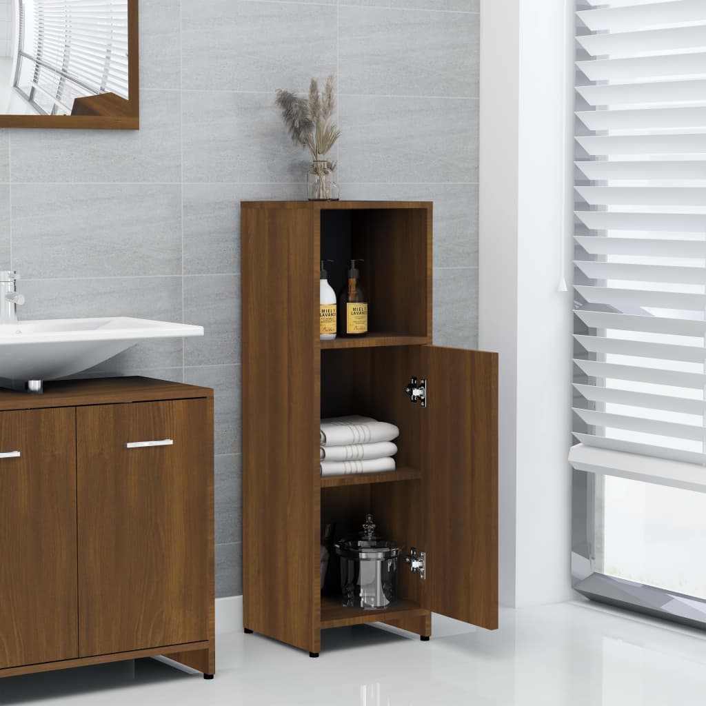 Bathroom cabinet, brown oak, 30x30x95 cm, composite wood