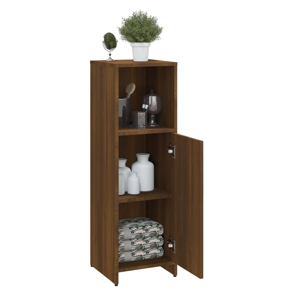 Bathroom cabinet, brown oak, 30x30x95 cm, composite wood