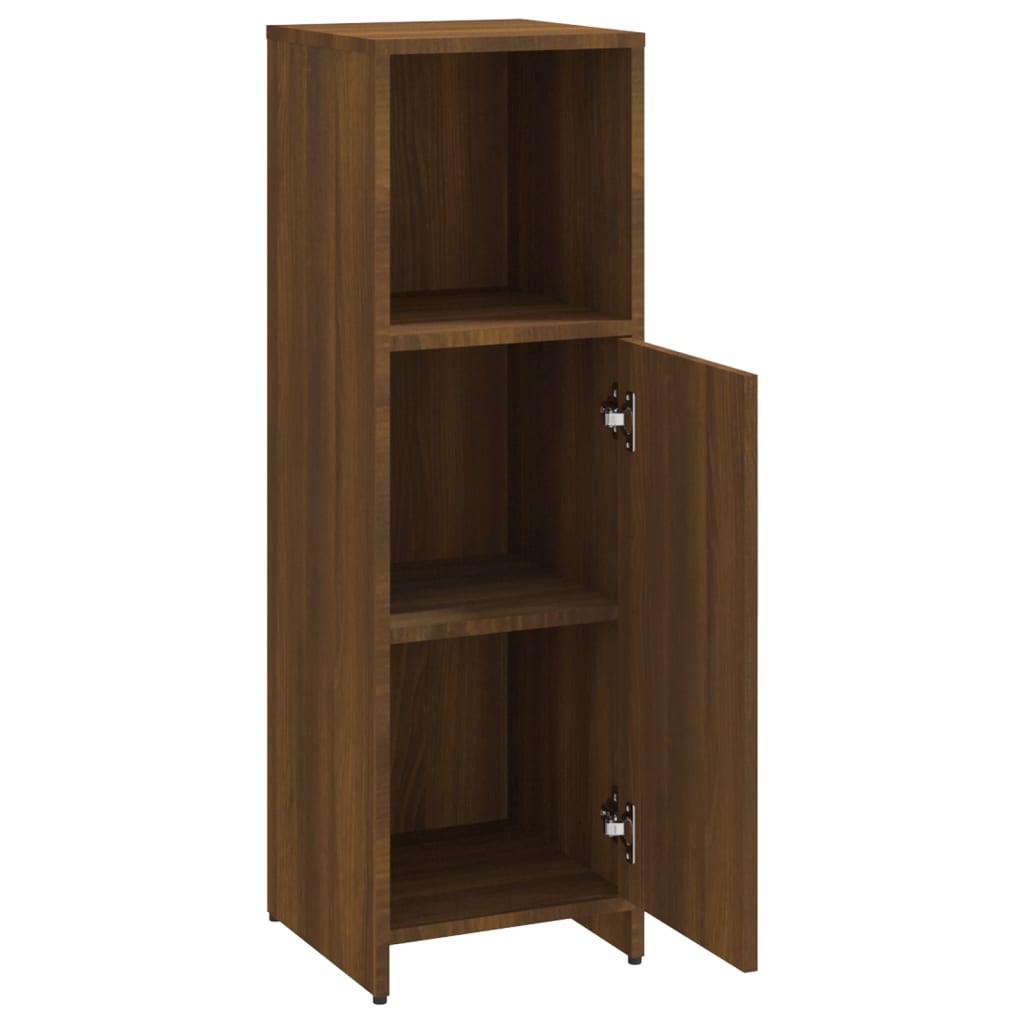 Bathroom cabinet, brown oak, 30x30x95 cm, composite wood