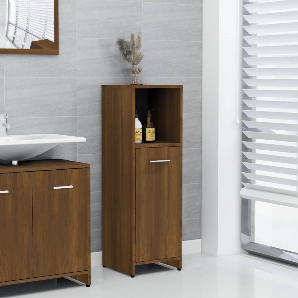 Bathroom cabinet, brown oak, 30x30x95 cm, composite wood