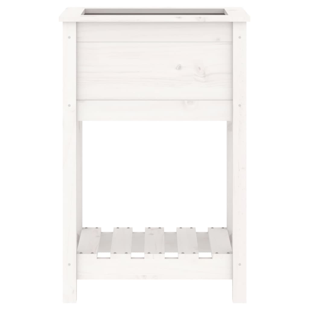 Jardinieră cu raft, alb, 54x34,5x81 cm, lemn masiv de pin