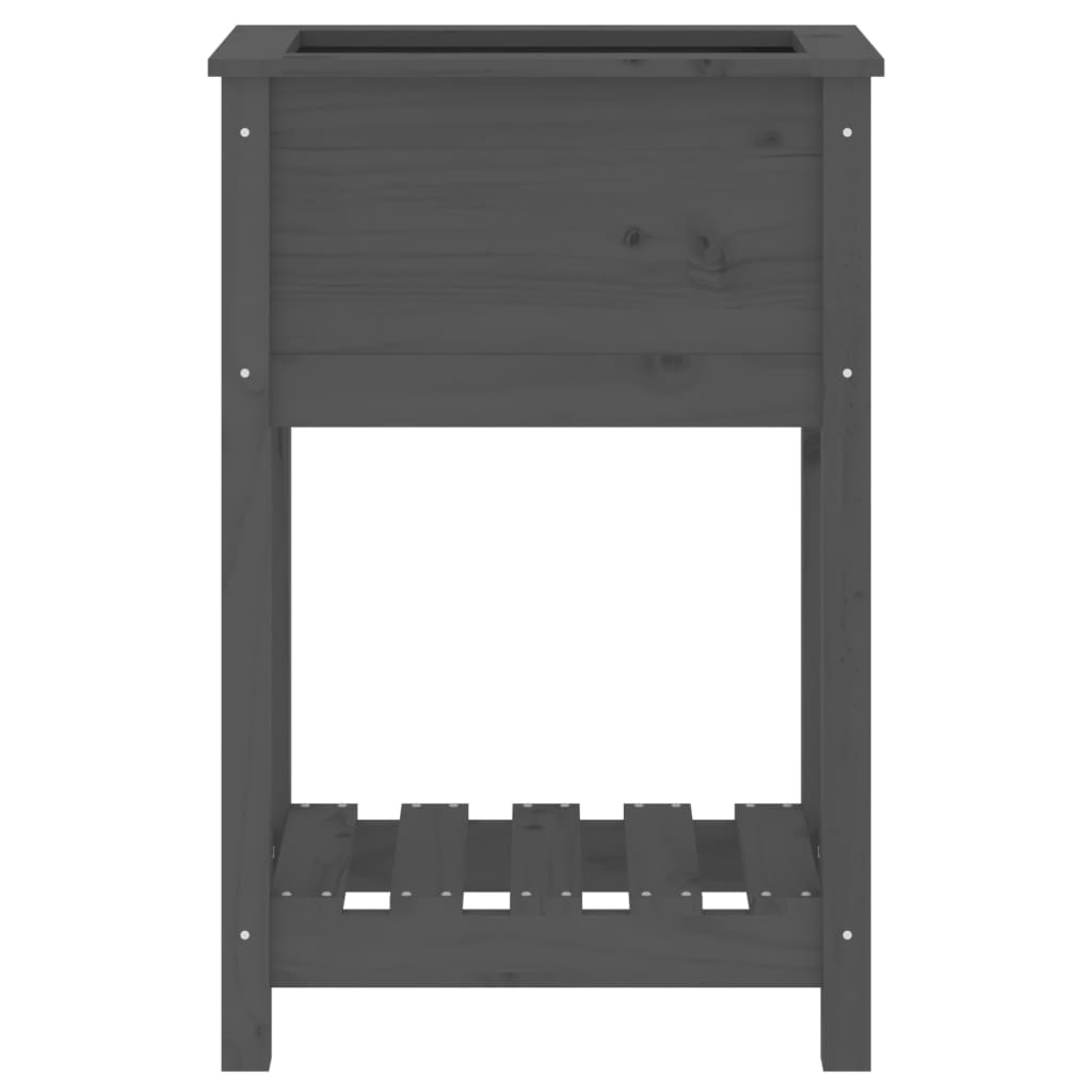 Jardinieră cu raft, gri, 54x34,5x81 cm, lemn masiv de pin