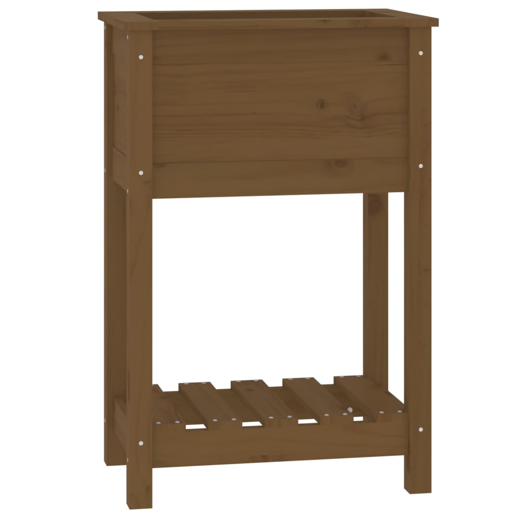 Jardinieră cu raft, maro miere, 54x34,5x81 cm, lemn masiv pin