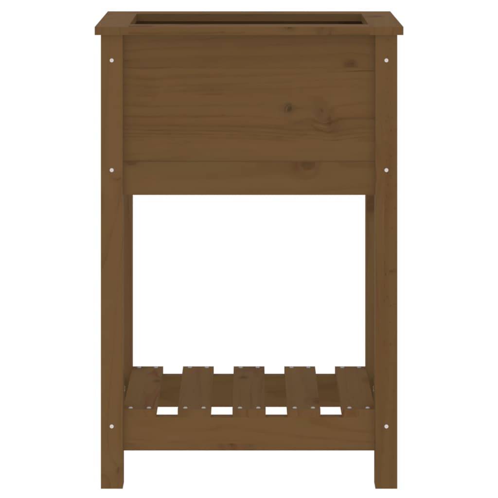 Jardinieră cu raft, maro miere, 54x34,5x81 cm, lemn masiv pin